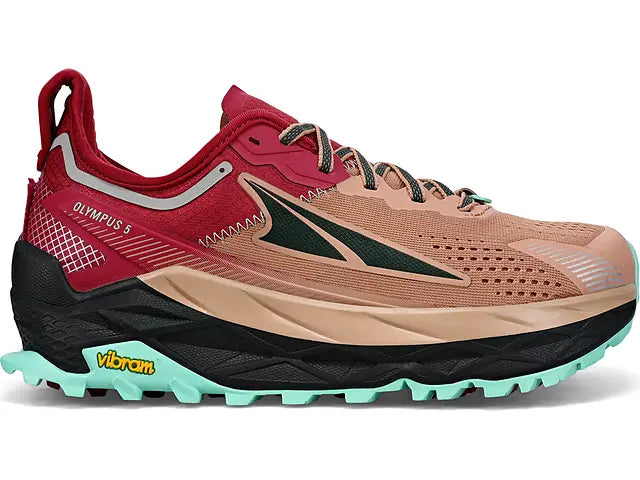 Women's Altra Olympus 5, Brown/Red, 7.5 B Medium