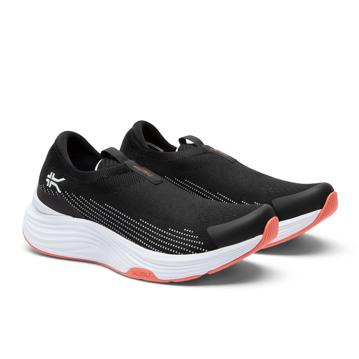 Women's KURU ATOM 2 Slip-On, Jet Black/Dark Coral
