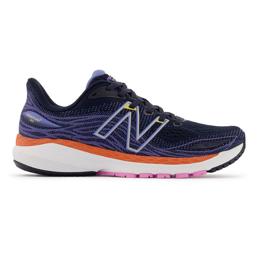 Women's New Balance Fresh Foam X 860v12, Eclipse/Night Sky/Vibrant Orange, 11.5 B Medium