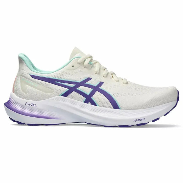 Women's Asics GT-2000 12, Cream/Violet, 6 B Medium