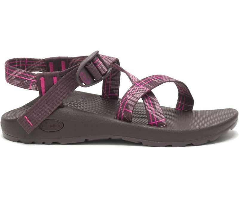 Side view on white background of Womens Chaco Z1 Classic Sandal running shoe in Court Fudge, Medium (Regular) width