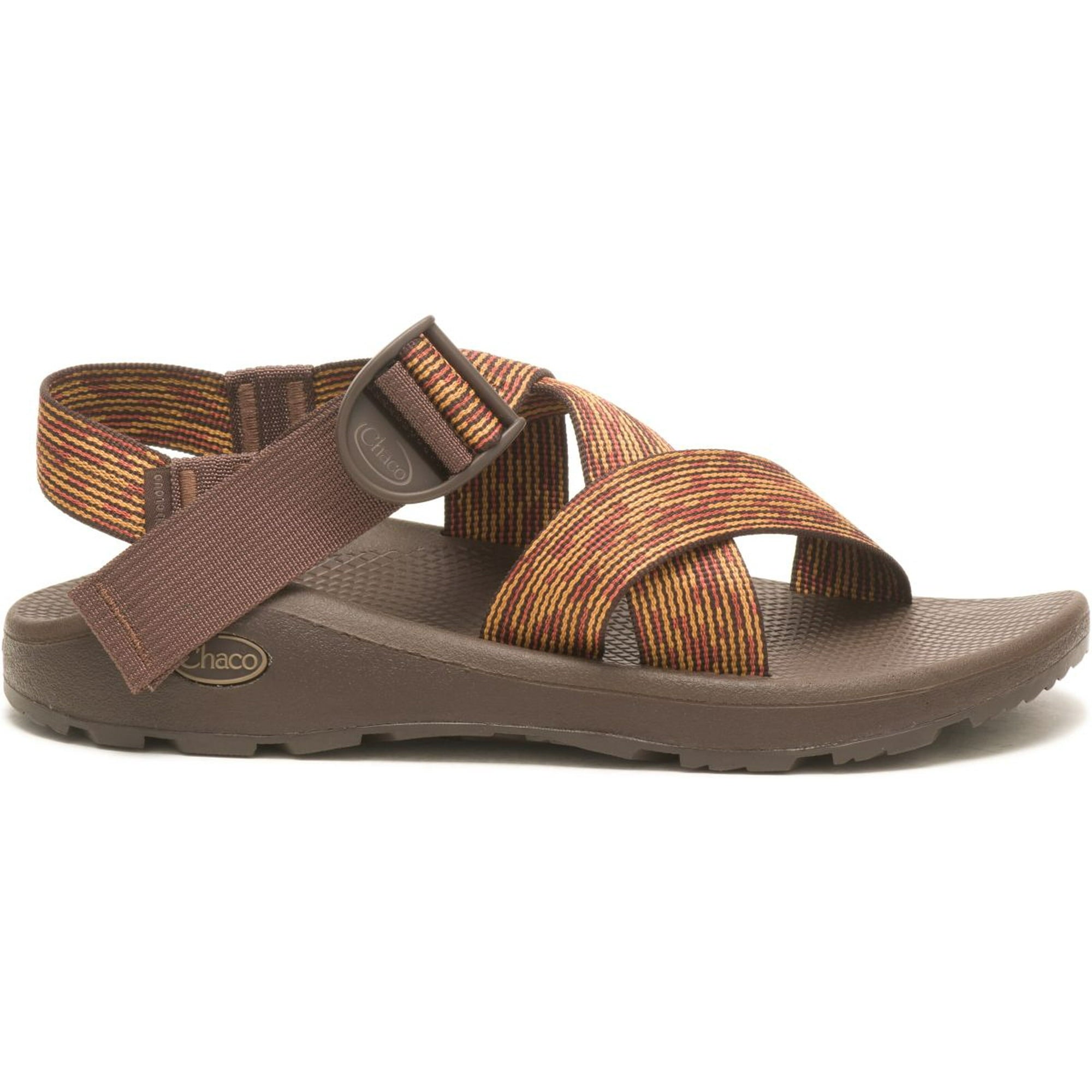 Side view on white background of Mens Chaco Mega Z Cloud Sandal running shoe in Pep Burnt Ochre, Medium (Regular) width