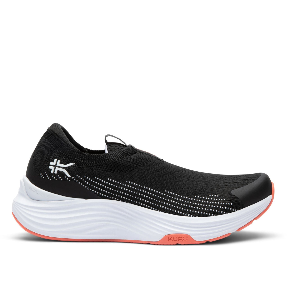 Women's KURU ATOM 2 Slip-On, Jet Black/Dark Coral