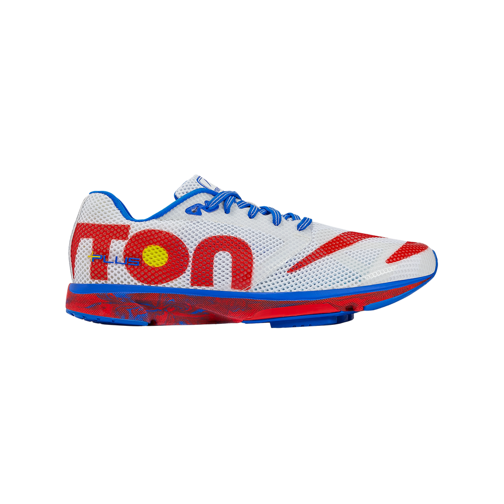 Men's Newton Running Distance+, White/Blue, 12.5 D Medium