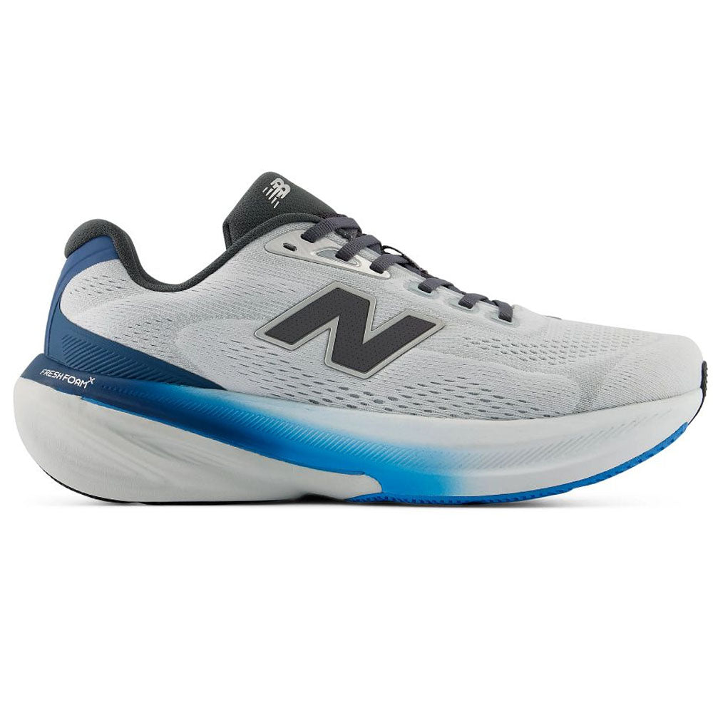 Side view on white background of Mens New Balance Fresh Foam 860 running shoe in Quartz Grey/Altitude, Medium (Regular) width