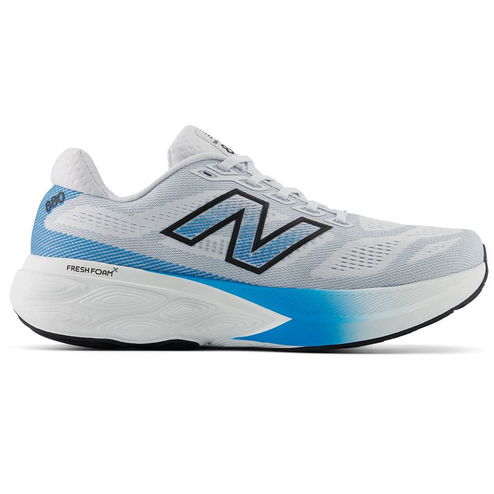 Side view on white background of Mens New Balance Fresh Foam 880 running shoe in Altitude/Fresh Air, Medium (Regular) width