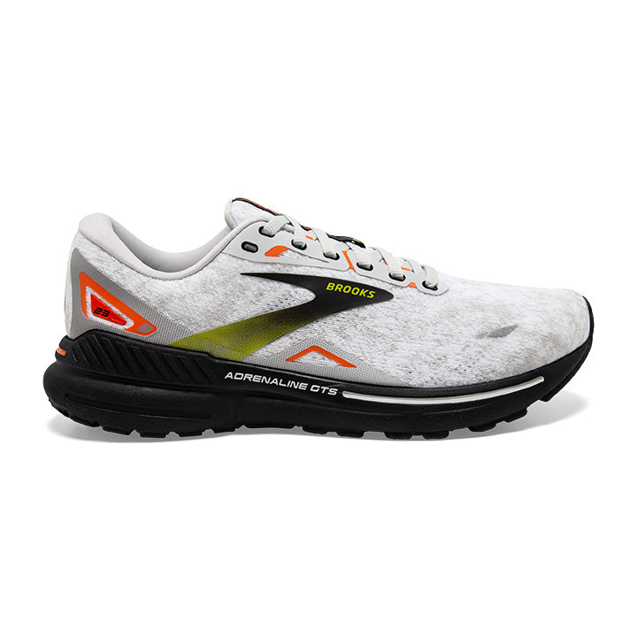 Men's Brooks Adrenaline GTS 23, Oyster/Black/Red Orange, 14 D Medium
