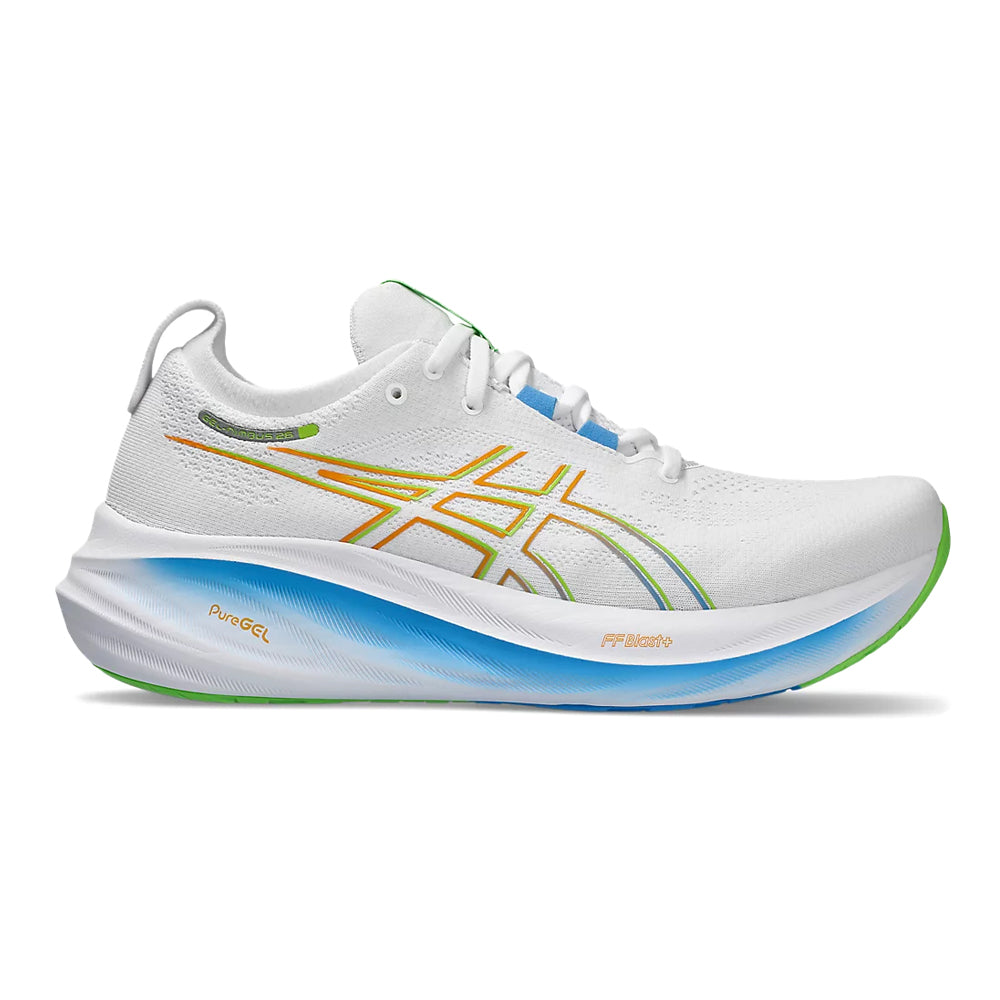 Men's Asics GEL-Nimbus 26, White/Waterscape, 9.5 D Medium