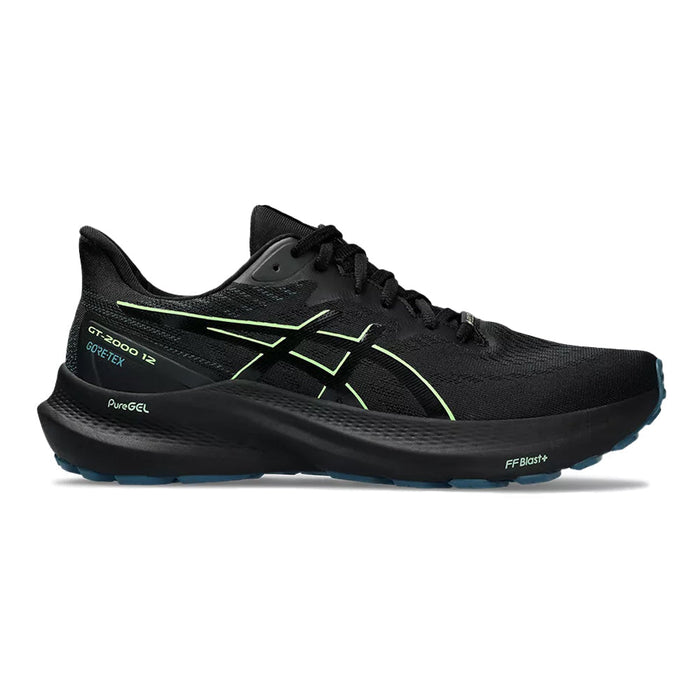 Men's Asics GT-2000 12 GTX, Black/Illuminate Green, 7.5 D Medium