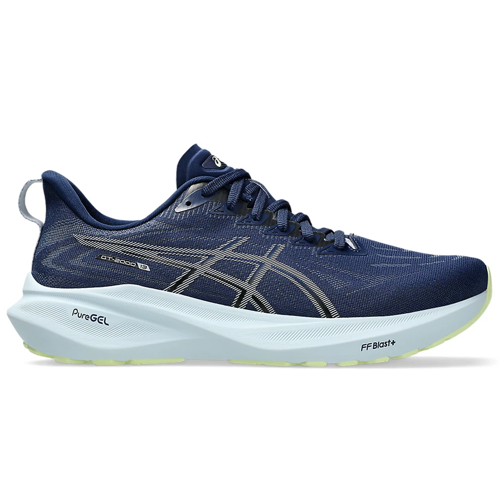 Side view on white background of Mens Asics GT-2000 running shoe in Blue Expanse/Grey Blue, Medium (Regular) width