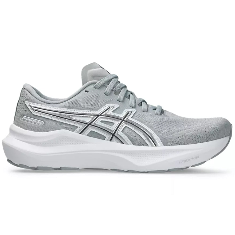 Side view on white background of Mens Asics GT-2000 running shoe in Piedmont Grey/Pure Silver, Medium (Regular) width