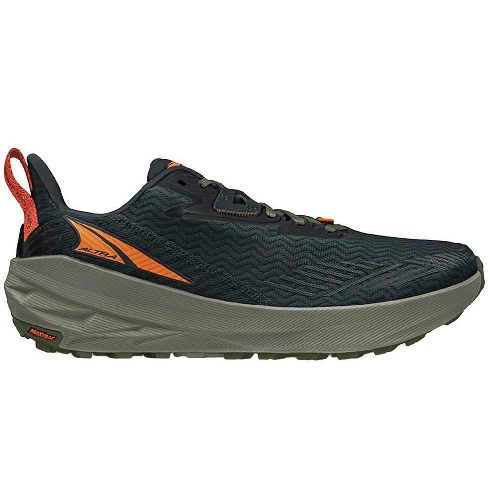 Side view on white background of Mens Altra Experience running shoe in Black, Medium (Regular) width