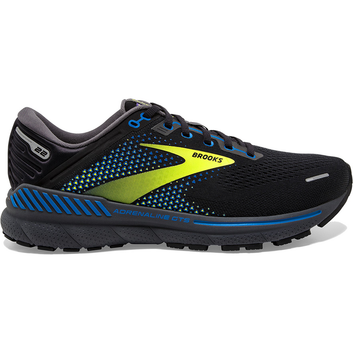 Men's Brooks Adrenaline GTS 22, Black/Blue/Nightlife, 11.5 D Medium