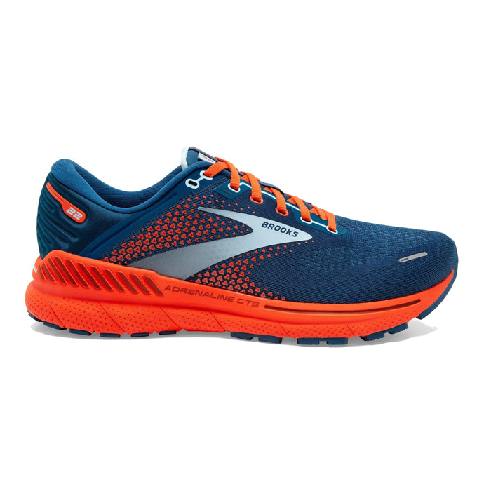 Men's Brooks Adrenaline GTS 22, Blue/Light Blue/Orange, 12.5 D Medium