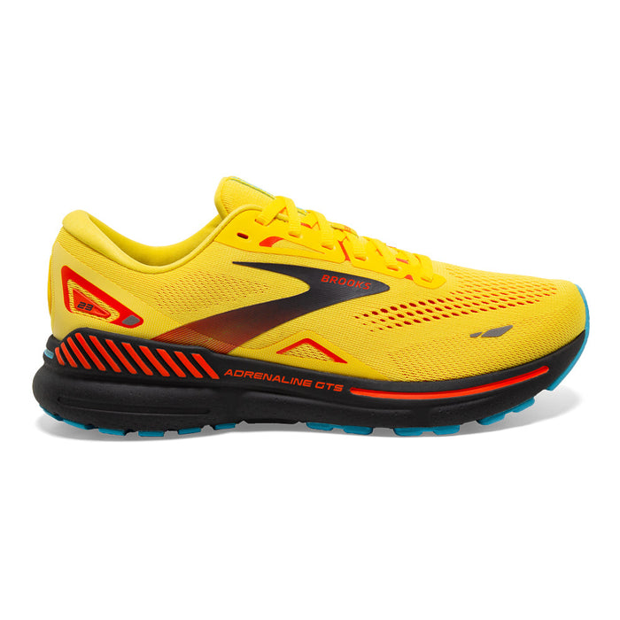 Men's Brooks Adrenaline GTS 23, Yellow/Foraged Iron/Orange, 15 D Medium