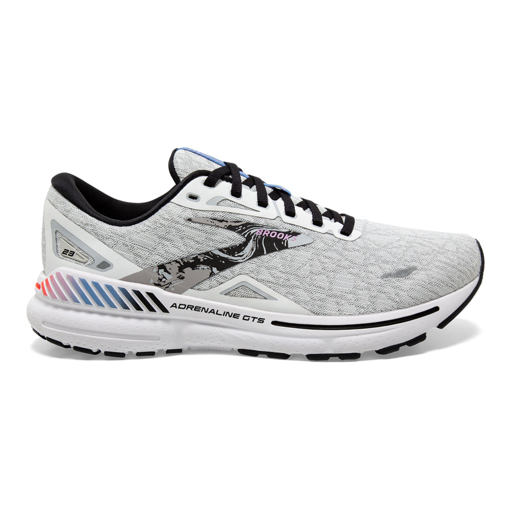 Men's Brooks Adrenaline GTS 23, White/Black/Orchid Bouquet, 9 D Medium