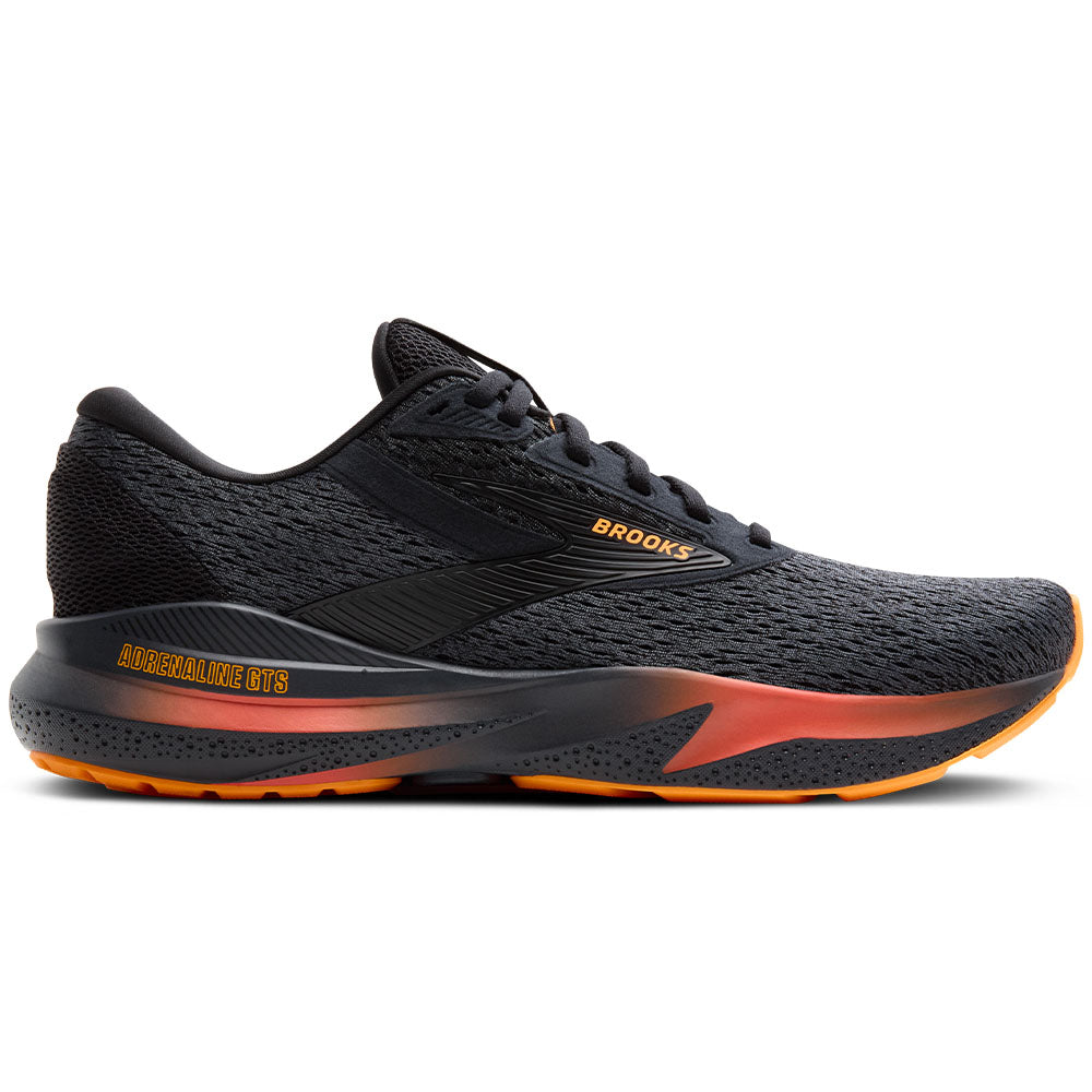 Brooks Adrenaline GTS Mens running shoes in Black/Ebony/Burnt Sienna - side view on a white background