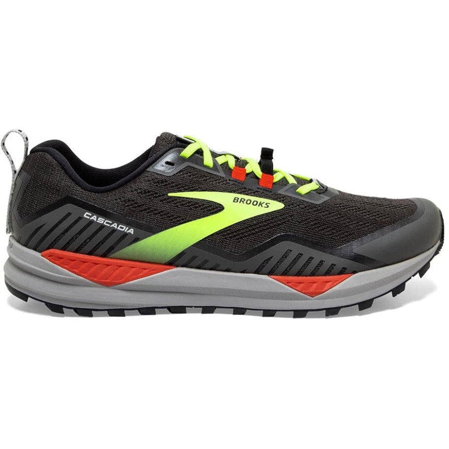 Men's Brooks Cascadia 15, Black/Raven/Cherry Tomato, 15 D Medium