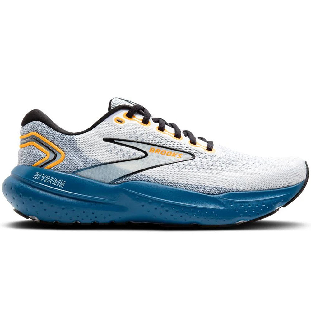 Men's Brooks Glycerin 21, White/Sapphire/Orange, 11.5 D Medium
