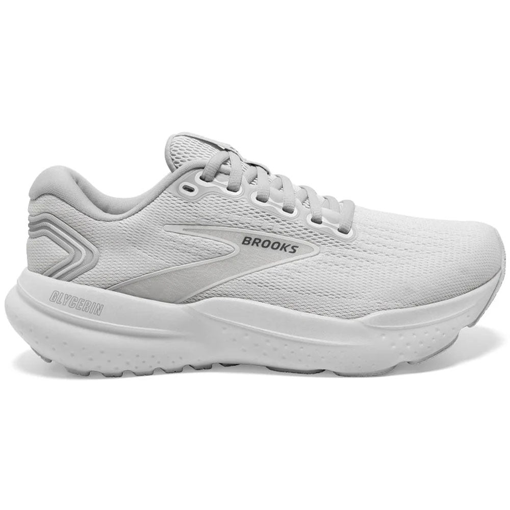 Men's Brooks Glycerin 21, White/White/Grey, 11 D Medium