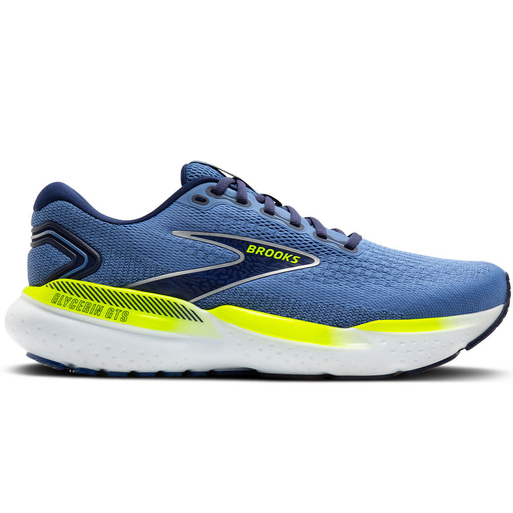 Men's Brooks Glycerin GTS 21, Blue/Peacoat/Nightlife, 8 D Medium
