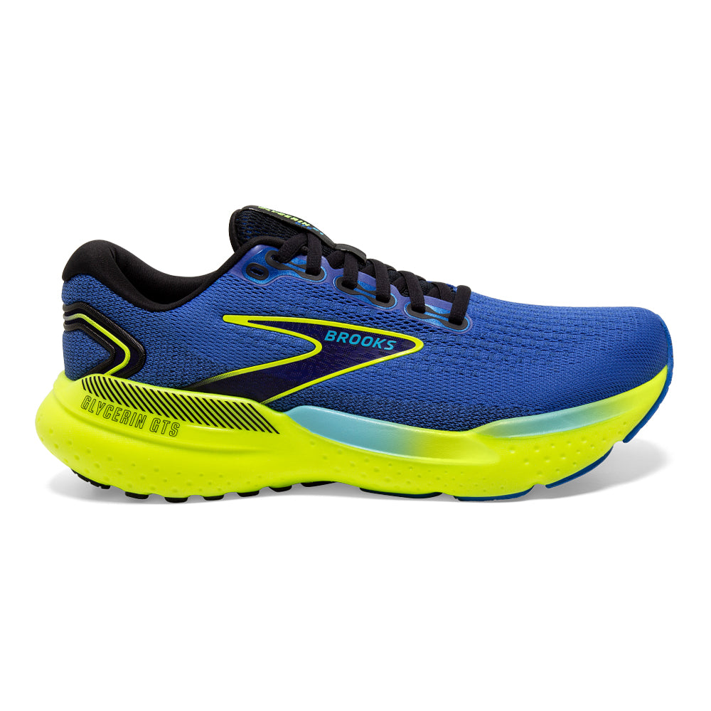 Men's Brooks Glycerin GTS 21, Blue/Nightlife/Black, 7.5 D Medium