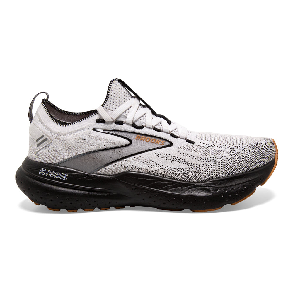 Men's Brooks Glycerin StealthFit 21, White/Grey/Black, 8.5 D Medium