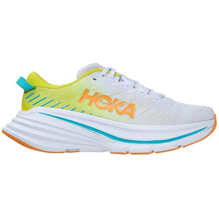 Men's HOKA ONE ONE Bondi X, White/Evening Primrose, 12.5 D Medium