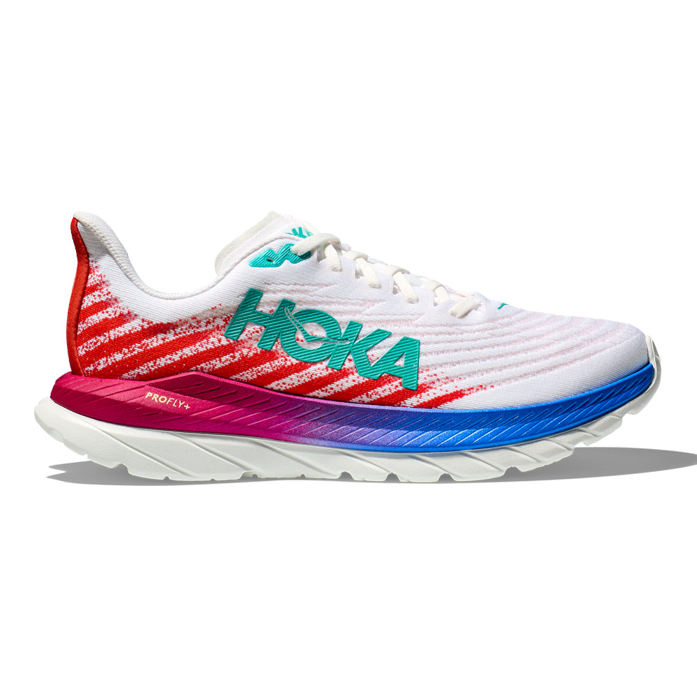 Men's Hoka Mach 5, White/Flame, 12 D Medium