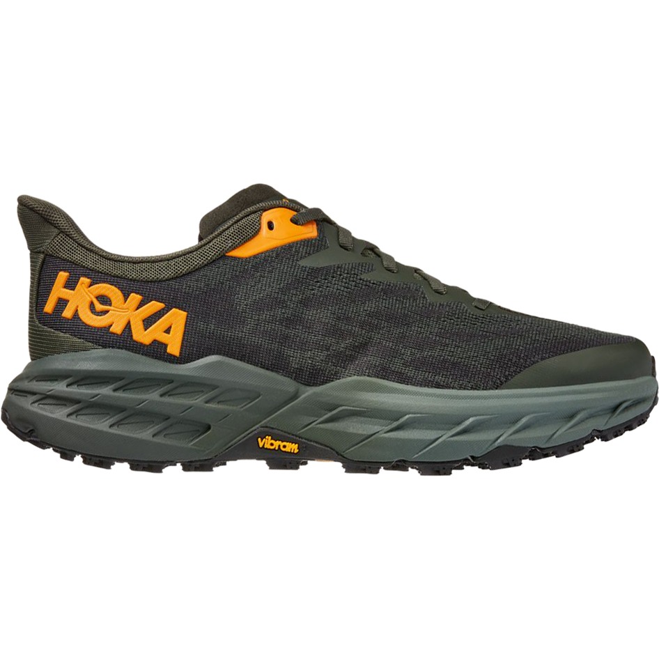 Side view on white background of Mens Hoka Speedgoat running shoe in ,  width