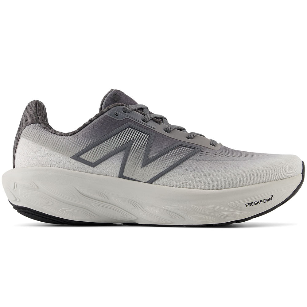 Side view on white background of Mens New Balance Fresh Foam X 1080 running shoe in Castlerock/Grey Matter/Black, Medium (Regular) width