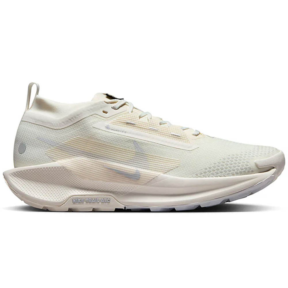 Side view on white background of Mens Nike Pegasus running shoe in Sail/Photon Dust, Medium (Regular) width