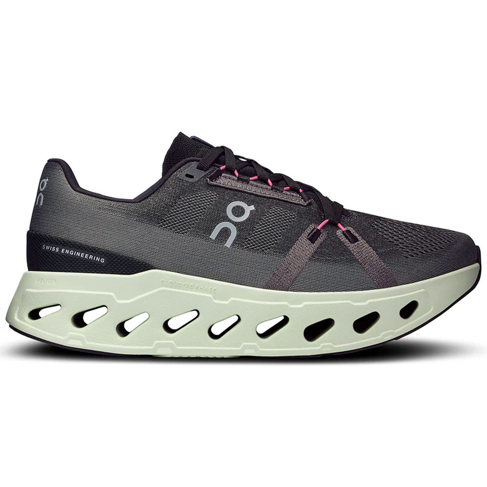 Side view on white background of Mens On Cloudeclipse running shoe in Rock/Lima, Medium (Regular) width