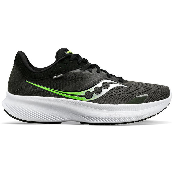 Men's Saucony Ride 16, Umbra/Slime, 7.5 D Medium