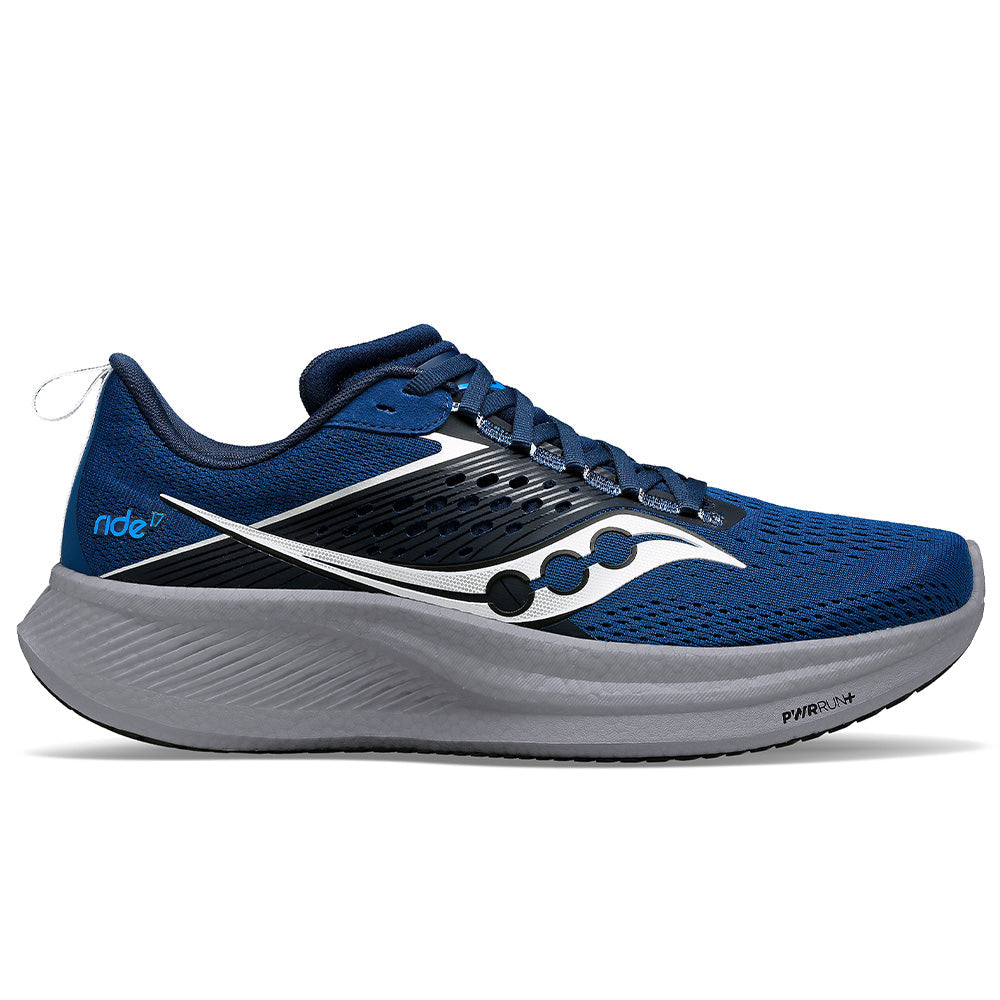 Men's Saucony Ride 17, Tide/Silver, 11 2E Wide