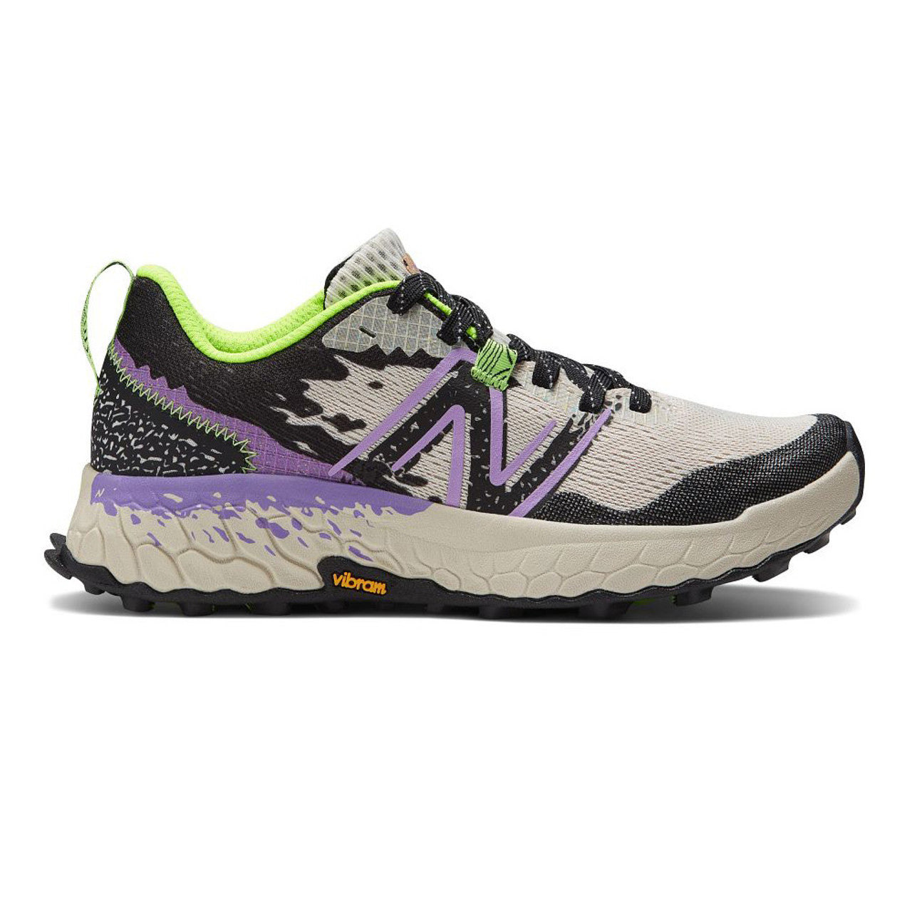 Women's New Balance Fresh Foam X Hierro V7, Moonbeam/Electric Purple, 8.5 B Medium