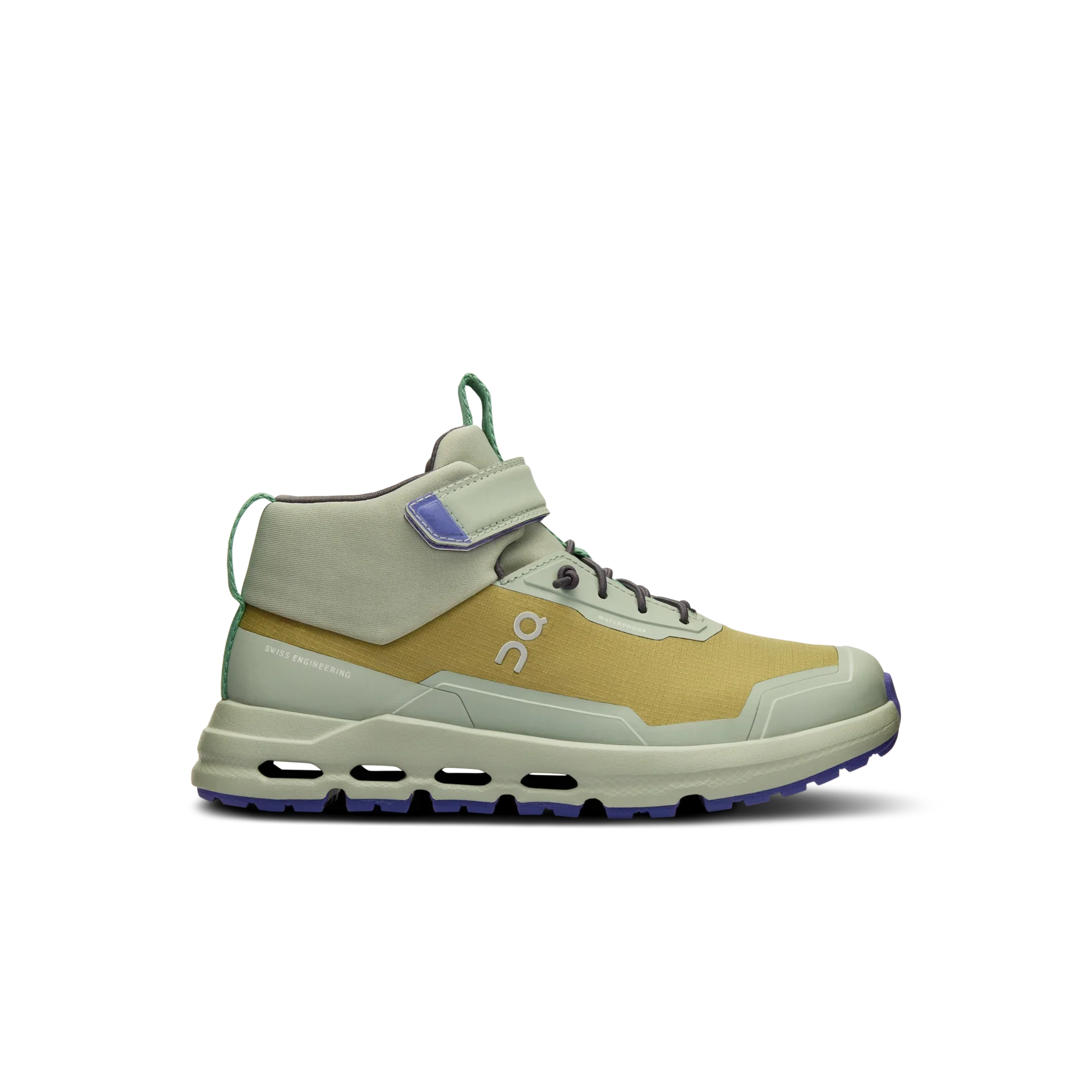 Side view on white background of Kids On  shoe in Safari/Mineral, Medium (Regular) width