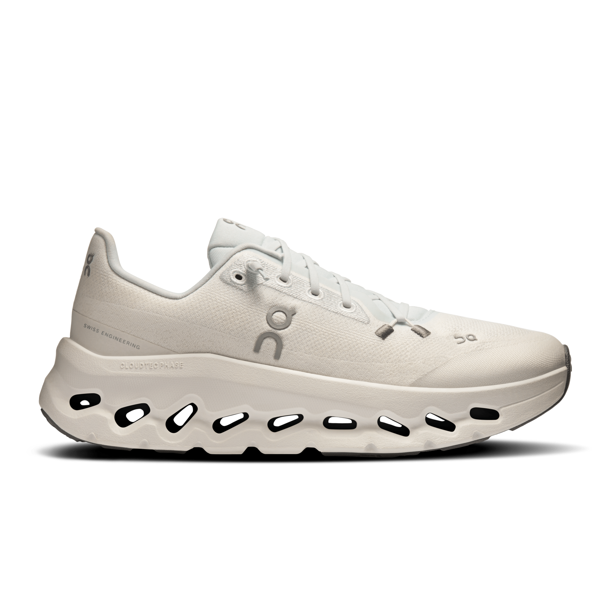Side view on white background of Womens On Cloudtilt running shoe in Arctic/Ice, Medium (Regular) width