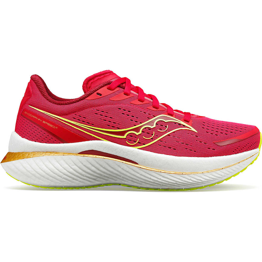 Women's Saucony Endorphin Speed 3, Red/Rose, 7.5 B Medium