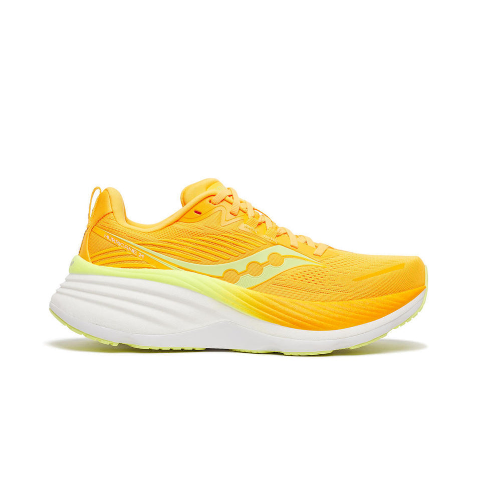 Side view on white background of Mens Saucony Hurricane 24 running shoe in V02, Medium (Regular) width