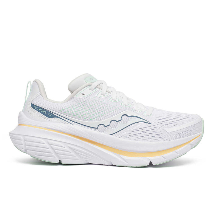 Women's Saucony Guide 17, White/Peel, 9 B Medium