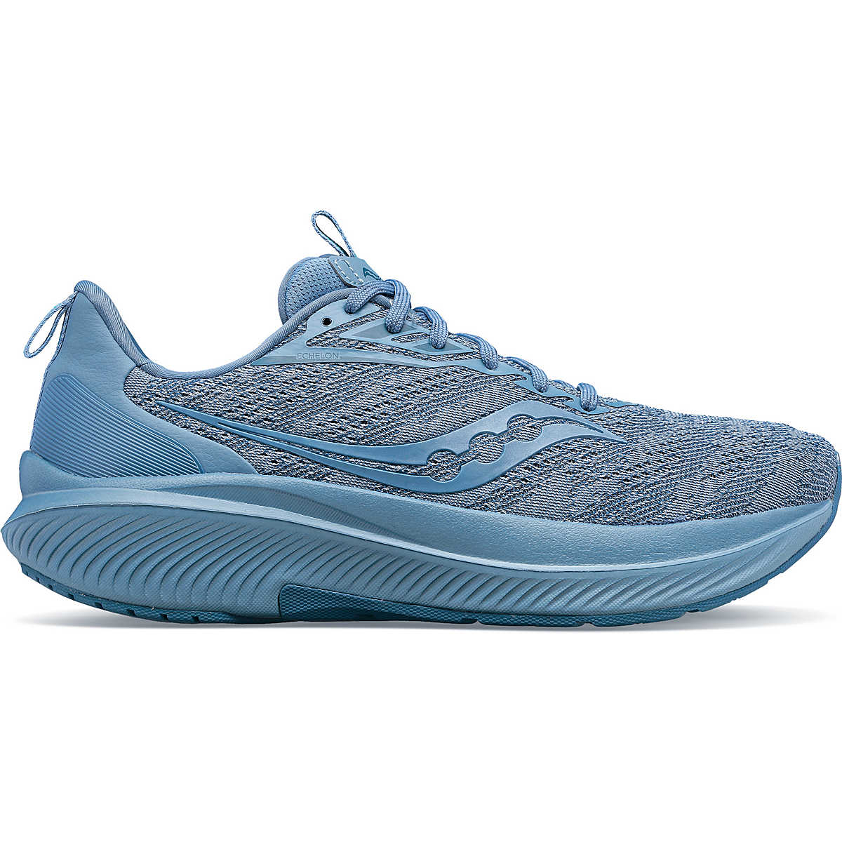 Side view on white background of Mens Saucony Echelon 9 running shoe in Skyway, Medium (Regular) width