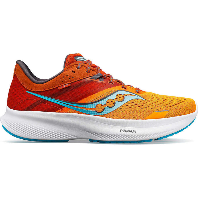 Men's Saucony Ride 16, Marigold/Lava, 9.5 2E Wide