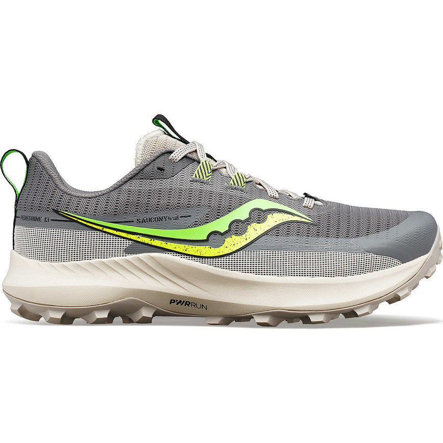 Men's Saucony Peregrine 13, Gravel/Slime, 13 D Medium
