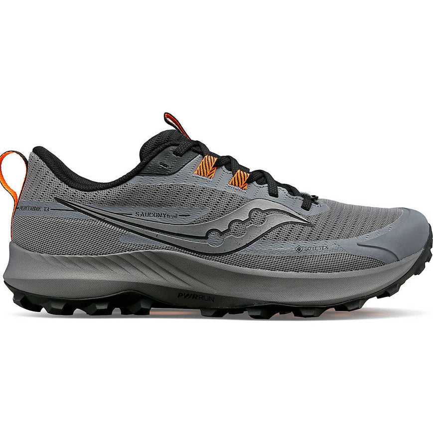 Men's Saucony Peregrine 13 GTX, Gravel/Black, 12 D Medium