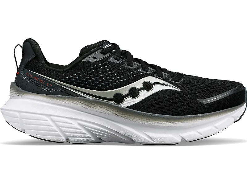 Men's Saucony Guide 17, Black/Shadow, 13 2E Wide