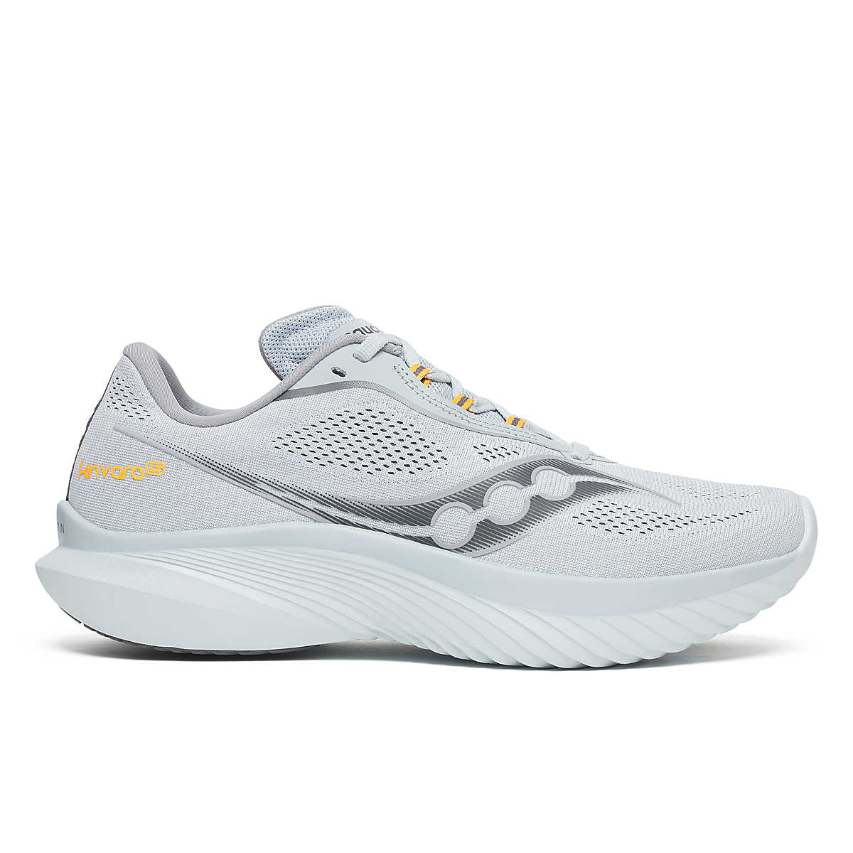 Saucony Kinvara 15 Mens running shoes in Granite/Shadow - side view on white background