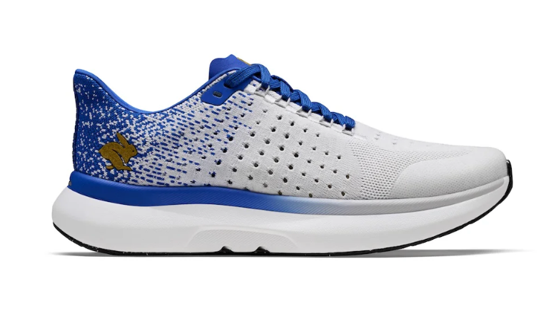 Side view on white background of Mens Rabbit Dream Chaser 2.0 running shoe in Quiet Grey, Medium (Regular) width