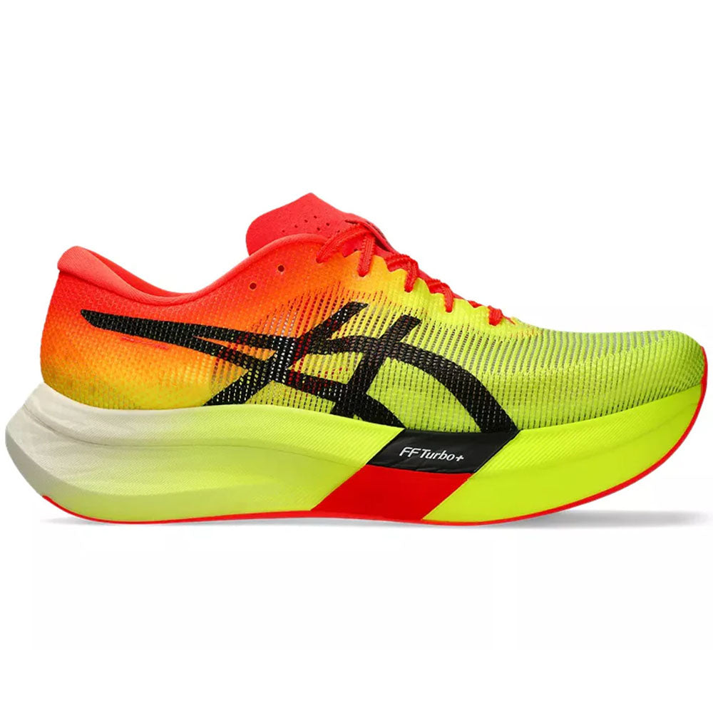 Asics Metaspeed Mens running shoes in Safety Yellow/Black - side view on a white background