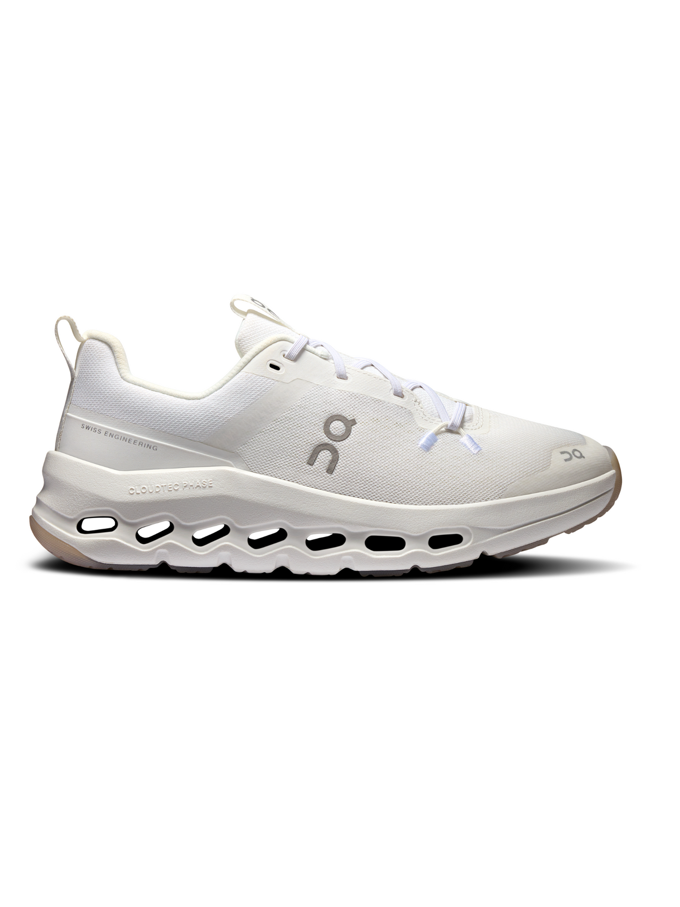 Side view on white background of Youth On  shoe in White/White, Medium (Regular) width